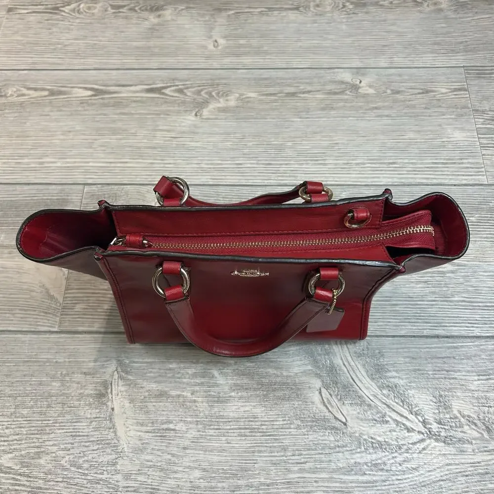 Coach Mini Crosby Carryall Red Pebble Leather Bag NWT - Picture 6 of 9